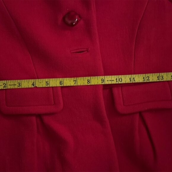 Gorgeous Kate Spade Red Wool Coat Faux Leopard Fur Collar Size 0 !!! - Picture 8 of 9